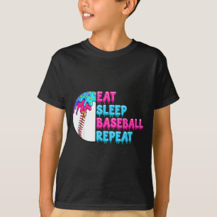 Camiseta Comer dormir beisebol repetir meninos engraçados b