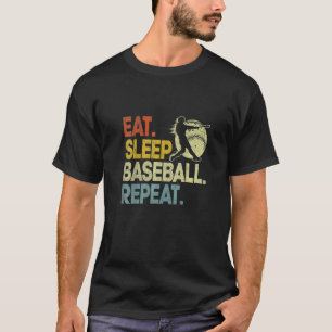 Camiseta Comer Dormir Beisebol Repetir Receptor Arremessado