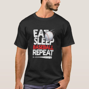 Camiseta Comer Dormir Beisebol Repetir Receptor Arremessado