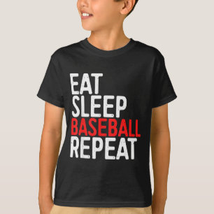 Camiseta Comer Dormir Beisebol Repetirsporto Jogo Presente