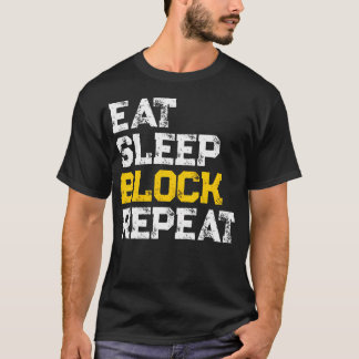 Camiseta Comer Dormir Bloquear Repetir Futebol Ofensivo
