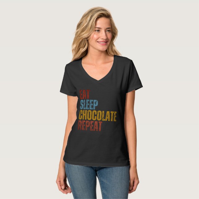 CAMISETA COMER DORMIR CHOCOLATE REPETIR (Frente Completa)
