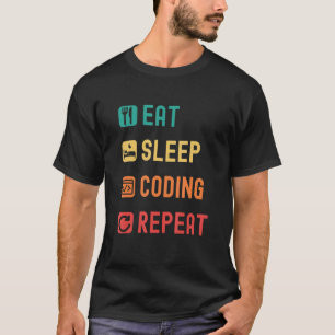 Camiseta Comer dormir codificação repetir com caixas de sel