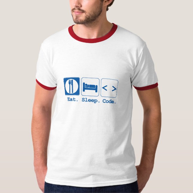 Camiseta comer dormir codificar (html) (Frente)
