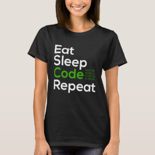 Camiseta Comer Dormir Código Binário Vida de Programador Hu