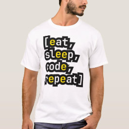 Camiseta Comer Dormir Código Repetir Engraçado Programador