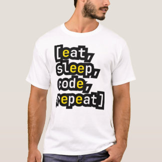 Camiseta Comer Dormir Código Repetir Engraçado Programador