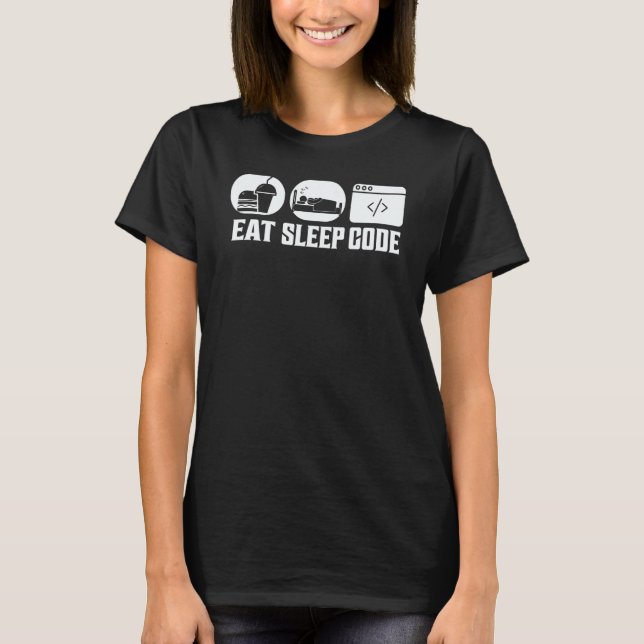Camiseta Comer Dormir Código Software Codificação (Frente)