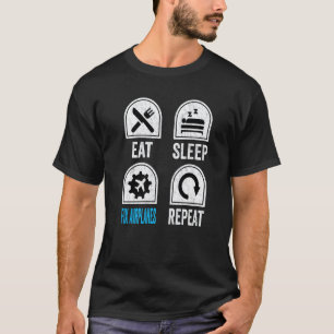 Camiseta Comer Dormir Consertar Aviões Repetir Mecânico de