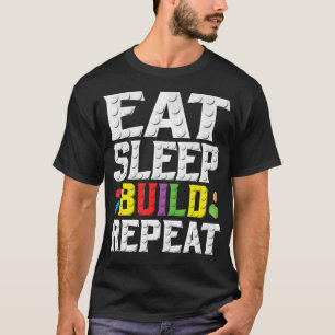 Camiseta Comer Dormir Construir Repetir Mestre Construtor B