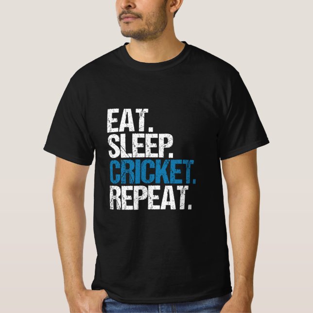Camiseta Comer.Dormir. Críquete.Repetir. (Frente)