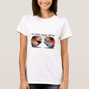 Camiseta Comer Dormir Cruzeiro Repetir Férias Navio Oceano