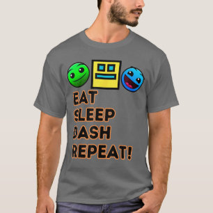 Camiseta Comer Dormir Dash Repetir Jogo de Vídeo Geometria