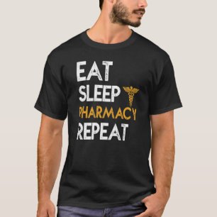Camiseta Comer Dormir Farmácia Repetir Profissão de Farmacê
