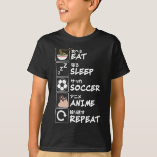 Camiseta Comer Dormir Futebol Anime Repetir Japonês Diverti