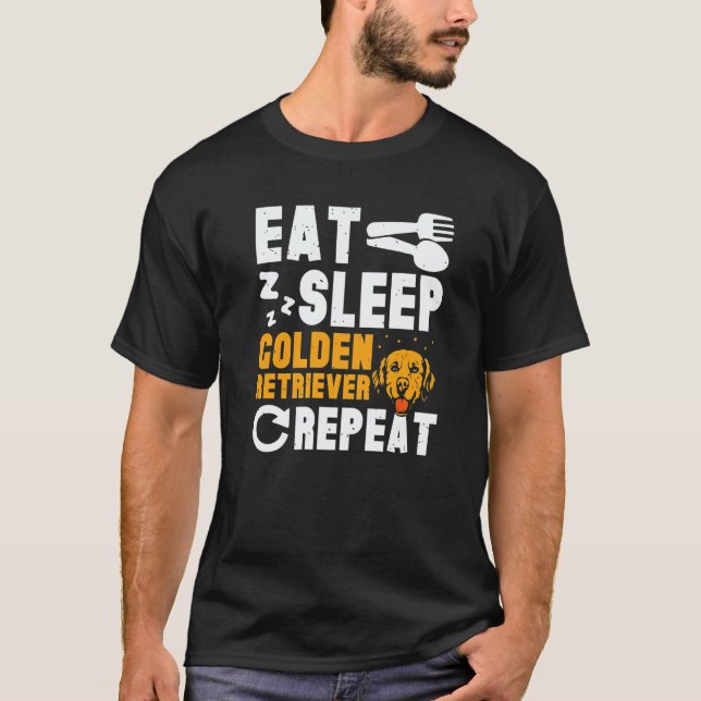 Camiseta Comer Dormir Golden Retriever (Frente)