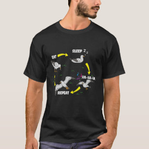 Camiseta Comer Dormir Ha ha ha Repetir Pássaro Voador Gaivo