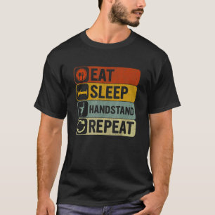 Camiseta Comer Dormir Handstand Repetir Retro Anos 60 70 Yo