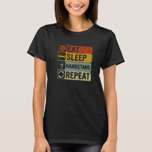 Camiseta Comer Dormir Handstand Repetir Retro Anos 60 70 Yo