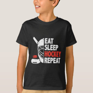 Camiseta Comer Dormir Hockey Repetir Amantes de Hockey Hóqu