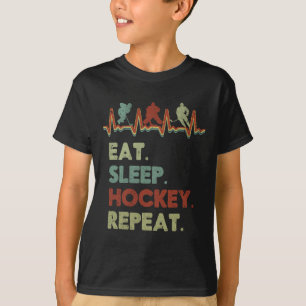 Camiseta Comer Dormir Hockey Repetir Foco no Estilo de Vida