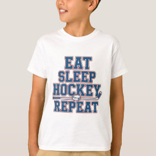 Camiseta Comer Dormir Hockey Repetir Hóquei no Gelo Para Ad