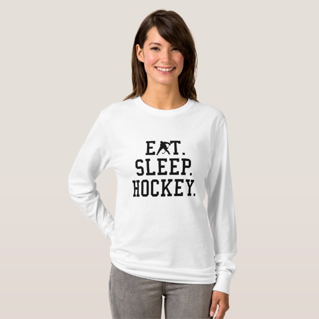 Camiseta Comer Dormir Hóquei - Amantes do Hóquei     (Frente Completa)