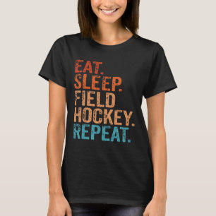 Camiseta Comer Dormir Hóquei de Campo Repetir Divertido Vin
