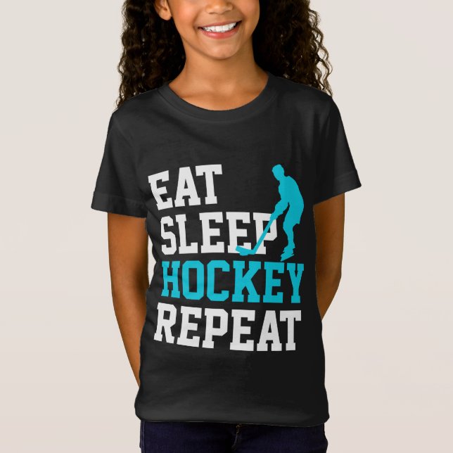Camiseta Comer Dormir Hóquei Repetir (Frente)