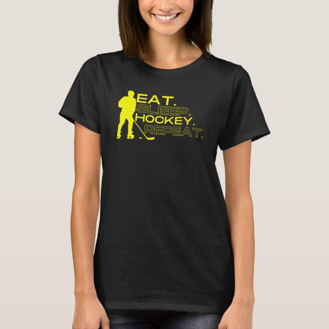 Camiseta Comer Dormir Hóquei Repetir (Frente)