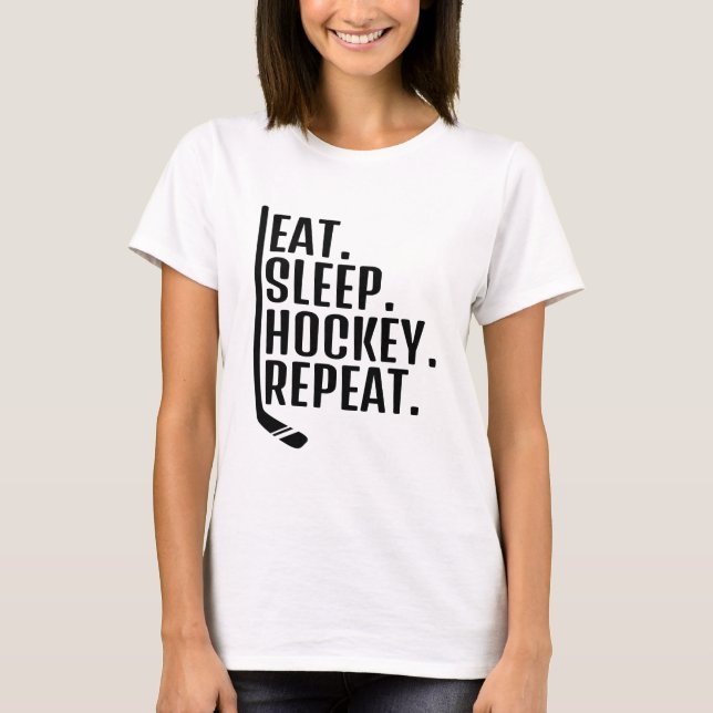 Camiseta Comer Dormir Hóquei Repetir (Frente)