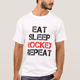Camiseta Comer Dormir Hóquei Repetir Campo de Gelo Patinaçã