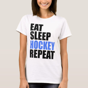 Camiseta Comer Dormir Hóquei Repetir Campo de Gelo Patinaçã