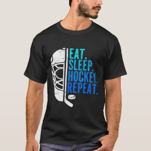 Camiseta Comer dormir hóquei repetir meninos engraçados jog