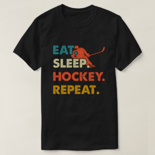 Camiseta Comer Dormir Hóquei Repetir Para Adolescente Adult