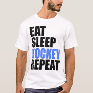 Camiseta Comer Dormir Hóquei Repetir Patinação no Gelo no C