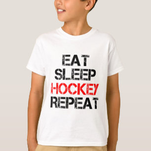 Camiseta Comer Dormir Hóquei Repetir Patinação no Gelo no C