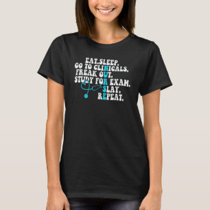 Camiseta Comer Dormir Ir Para Clínicas Vida de Enfermeira E