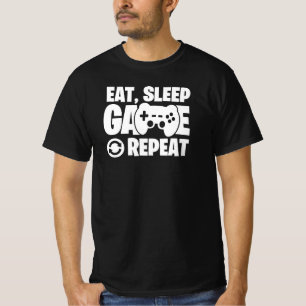 Camiseta Comer Dormir Jogar Repetir Citação Divertida de Jo