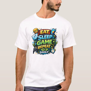 Camiseta Comer Dormir Jogar Repetir Diariamente
