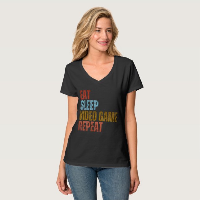 CAMISETA COMER DORMIR JOGO DE VÍDEO REPETIR (Frente Completa)