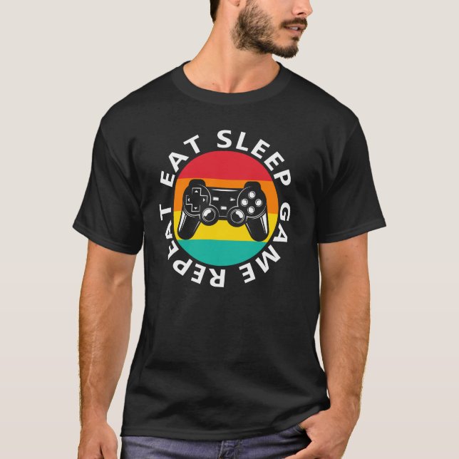 Camiseta Comer dormir jogo repetir (Frente)