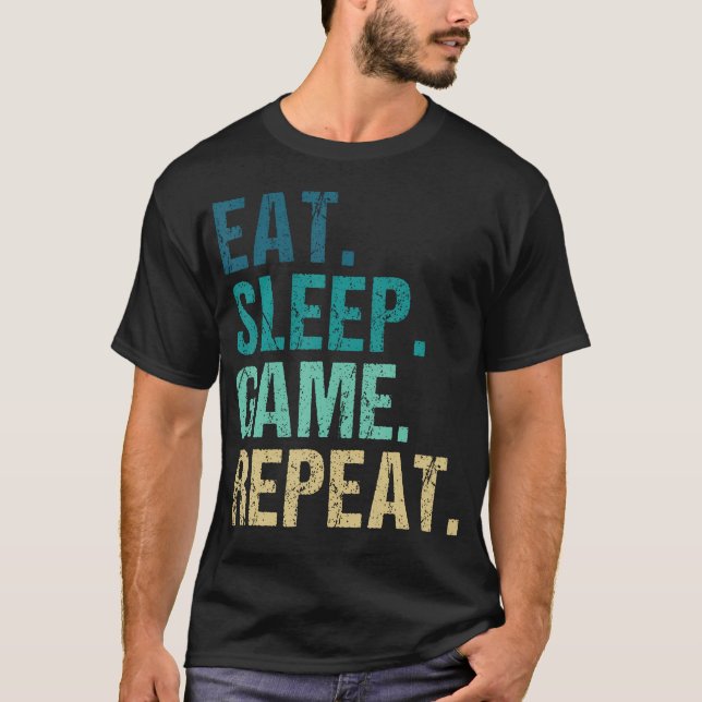 Camiseta Comer Dormir Jogo Repetir Vídeo (Frente)