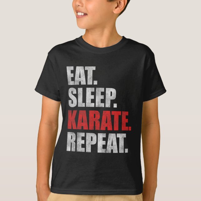 Camiseta Comer Dormir Karate Repetir  (Frente)