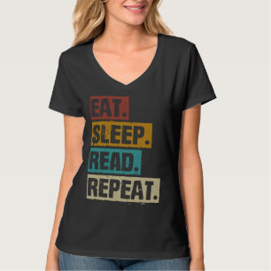 Camiseta Comer Dormir Ler Repetir Antigos Livros de Leitura