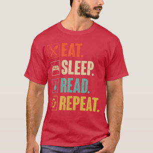 Camiseta Comer Dormir Ler Repetir Livros de Leitura Diverti
