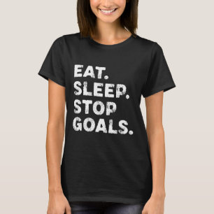 Camiseta Comer Dormir Parar Metas Divertido Futebol Hóquei