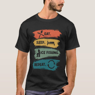 Camiseta Comer Dormir Pesca no Gelo Repetir Pegando Peixe F