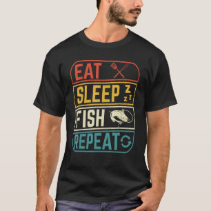 Camiseta Comer dormir pesca repetir Design para pescadores