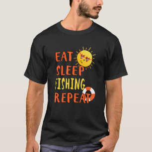 Camiseta Comer Dormir Pesca Repetir Passatempo de Pesca Pes